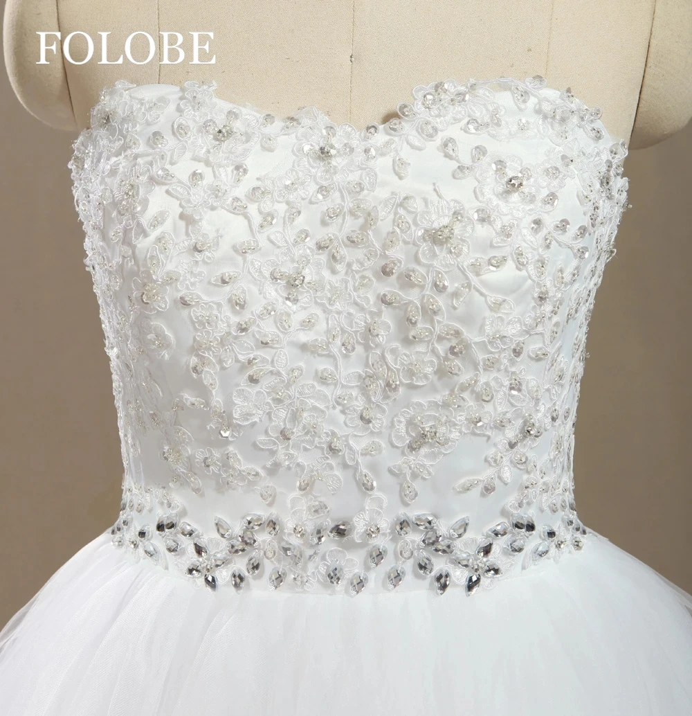 Customized White Princesa Wedding Dresses Ivory Sweetheart Appliques Prom Dress Lace A-Line Beading Crystal Bridal Gowns