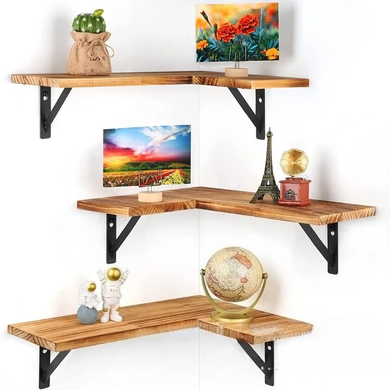 

Factory Price Storage Rack L-Shaped Wood Corner Shelves Wall Corner Wall Shelf for Living Room Bedroom Kitchen Floating Shelves