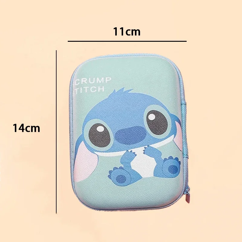 Disney Stitch Data Cable Protective Cover Miniso Cartoon Figure Iphone Charger Head Sticker Earphone Line Usb Winder Storage Bag