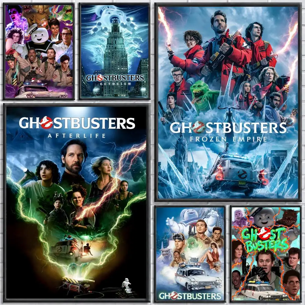 Movie Ghostbusters Poster Self-adhesive Art Waterproof Paper Sticker Coffee House Bar Room Wall Decor