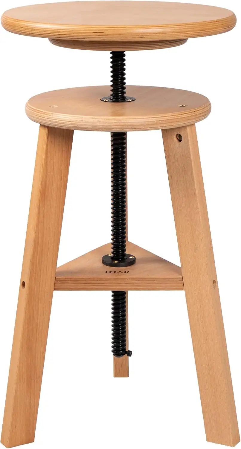 

Adjustable Wooden Drafting Stool Chair, Beech Wood Artist Seat Supports 180 Lbs for Home Studio Kitchen Office Natural