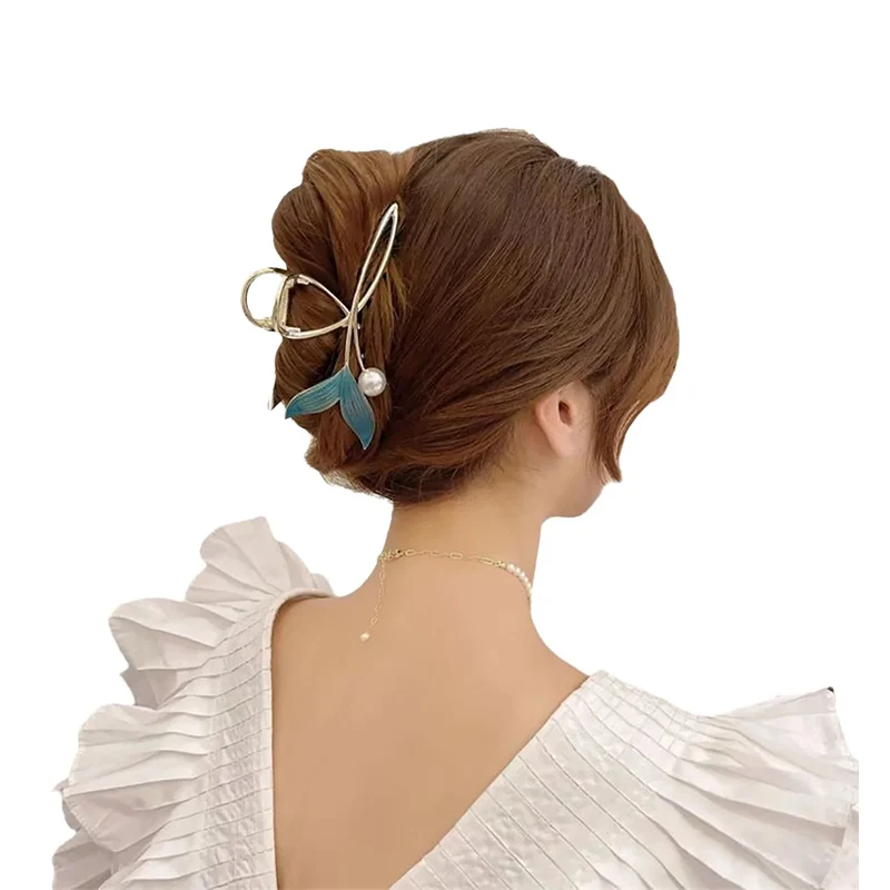 1/2pcs New Product Star Same Style Fish Tail Pearl Hair Clip Tail Clip High Grade Headwear Chinese Style Trendy Retro Grip Clip