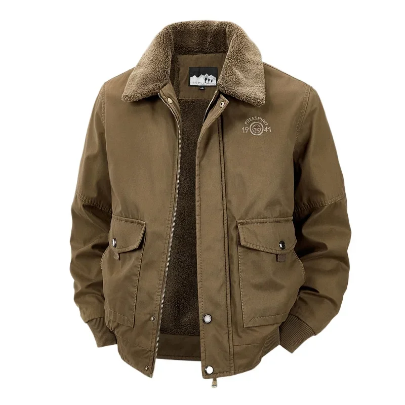 New Winter Men Cotton Bomber Jackets Casual Tooling Jackets Fashion Male Fleece Warm Parkas Quality Man Slim Cargo Coats Size 4X