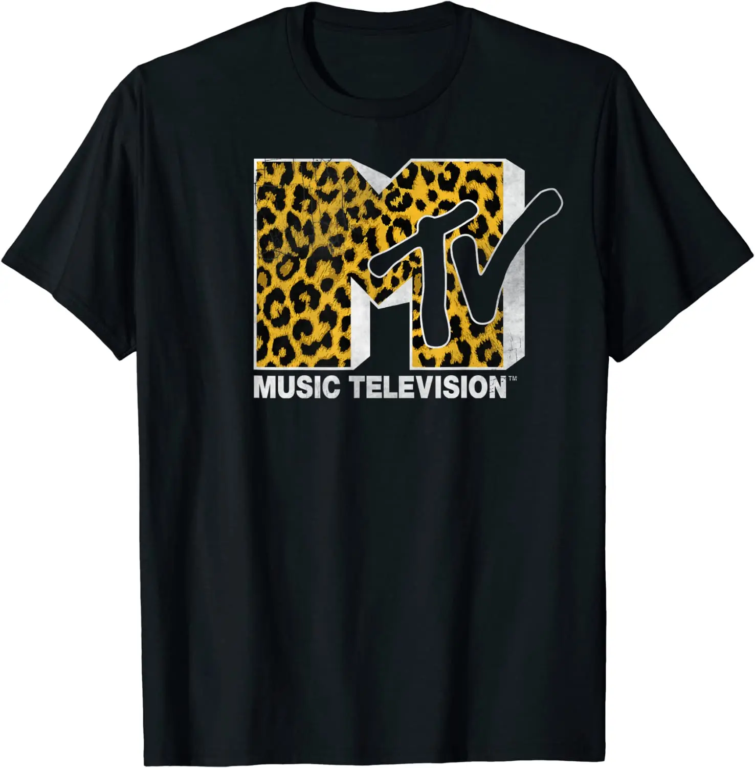 MTV Logo Cheetah Print Graphic T-Shirt