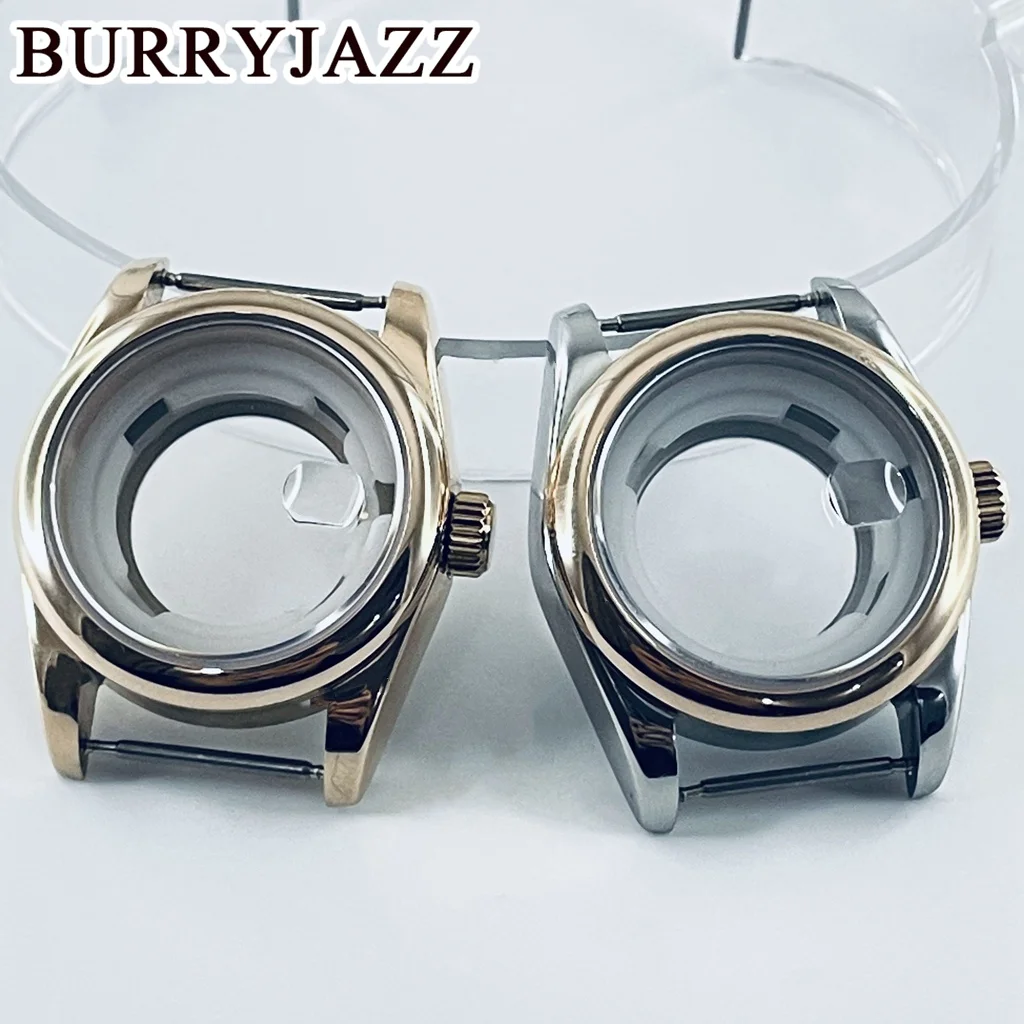 BURRYJAZZ 31mm NH05 NH06 Watch Case RoseGold Stainless Steel Case With Sapphire Crysta Waterproof