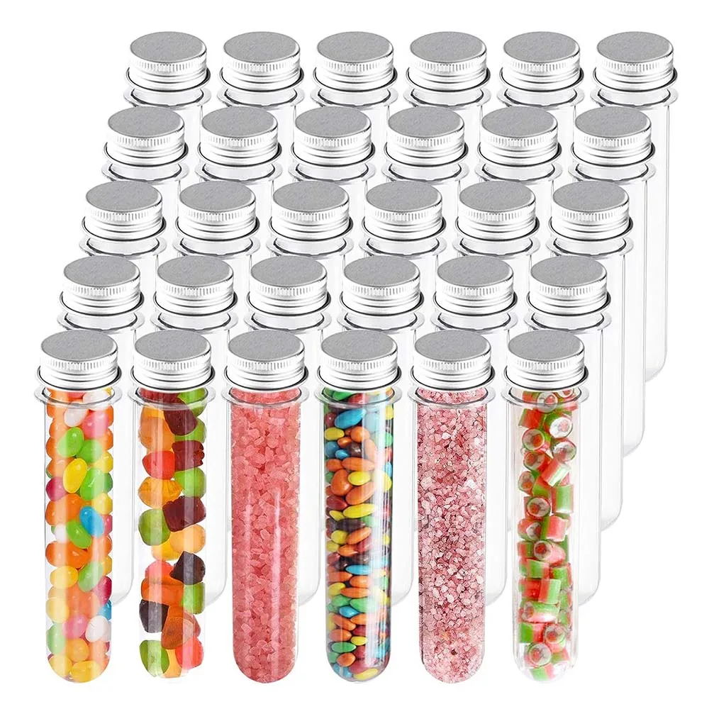 

25x140mm(40ml) Plastic Test Tubes with Screw Caps for Gumball Candy Storage, Bath Salt Vials, Plants Propagation(30 Pack)