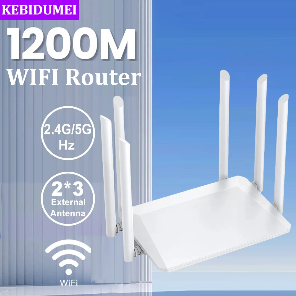 1200Mbps Wireless WIFI Router Wireless WiFi Repeater 6 Antenna 2.4G 5G Signal Booster Hotspot Smoother WiFi Singal Amplifier