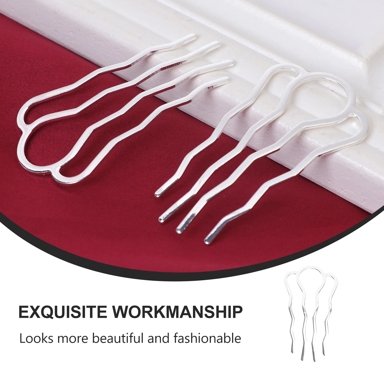 

6pcs Metal Hairpin Diy Ancient Hairpin Supplies For Han Clothes Women Girls Silver Simple Hair Accessories Clip Wedding