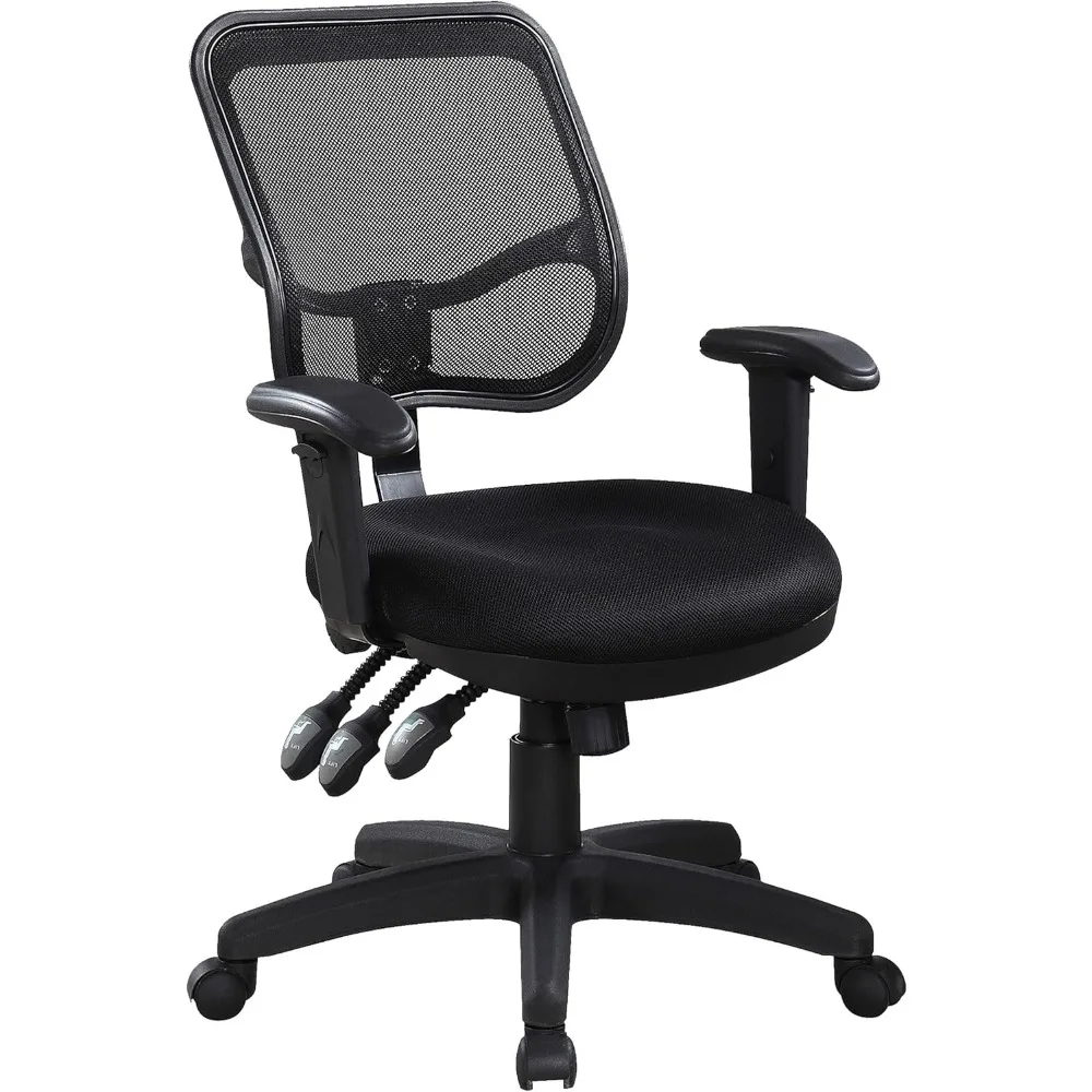 كوستر المفروشات المنزلية - رولو - كرسي مكتب مريح منجد قابل للتعديل مع مقعد خلفي شبكي، قاعدة تكلم - معاصر