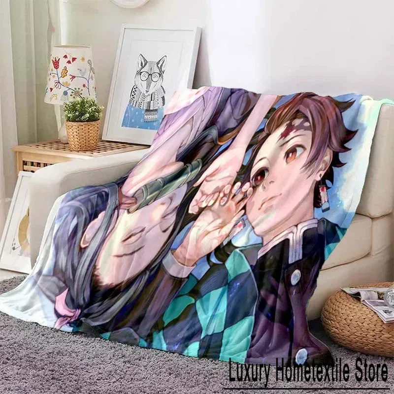 Kamado Nezuko Flannel Demon Slayer Blanket Washable Sofa Cover Hiking Picnic Fashionable Leisure Napping Throw Blankets