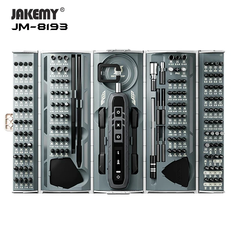 JAKEMY 180 in 1 Precision Electric Screwdriver Set Cordless Magnetic Screwdriver Electric Repair Tool Box for PC iPhone Glasses