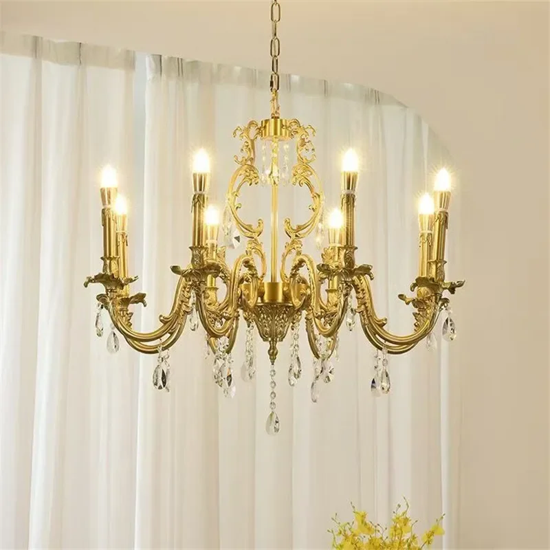 

DORIAN French Luxury Brass Chandelier American Retro Crystal Living Room Restaurant Bedroom Study Villa Hotel Aisle Pendant Lamp