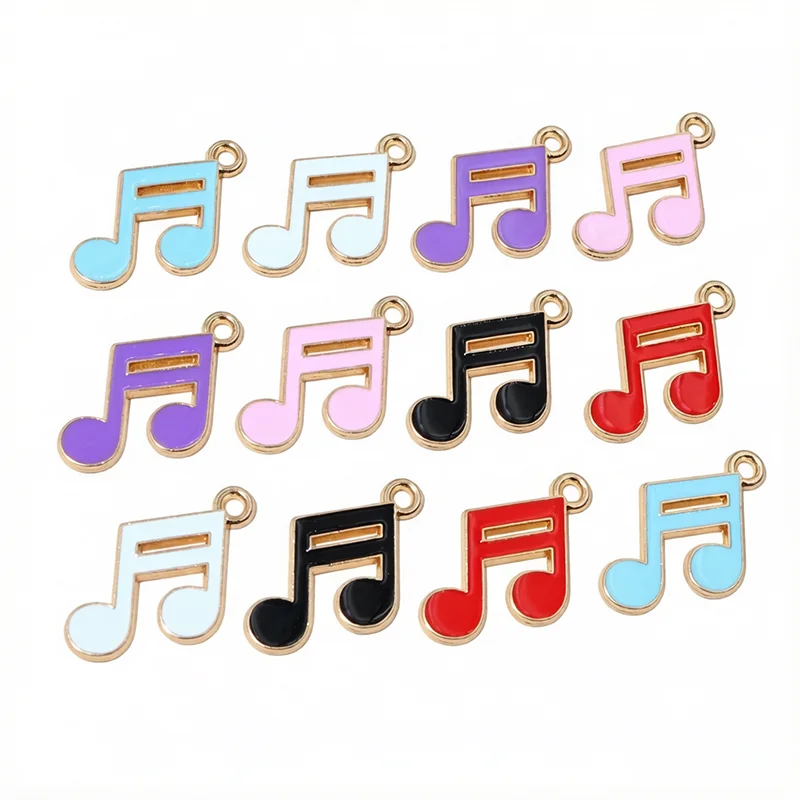 20pcs  Enamel Music Note Charms Pendant Musical Symbo 20x18mm Alloy Metal DIY Jewelry Making Accessories Supplies for Necklace