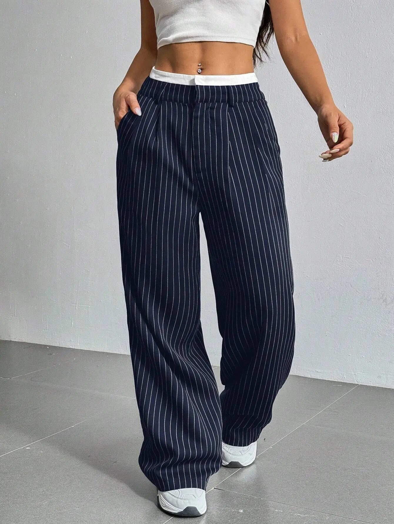 Pantalones de pierna recta de cintura alta para mujer primavera otoño nuevo estilo Casual coreano transfronterizo Simple drape pantalones de viaje
