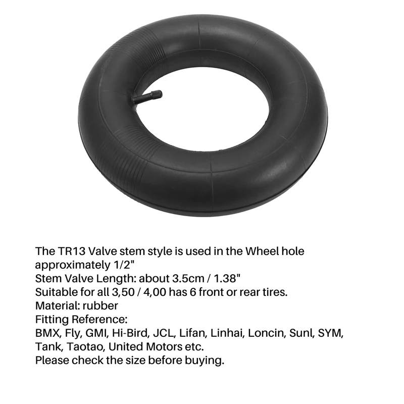 3.50 / 4.00-6 أنبوب الإطارات الأنبوب الداخلي عجلة الإطارات 350 / 400-6 Innertube Mini Moto المطاط صمام 6 #2