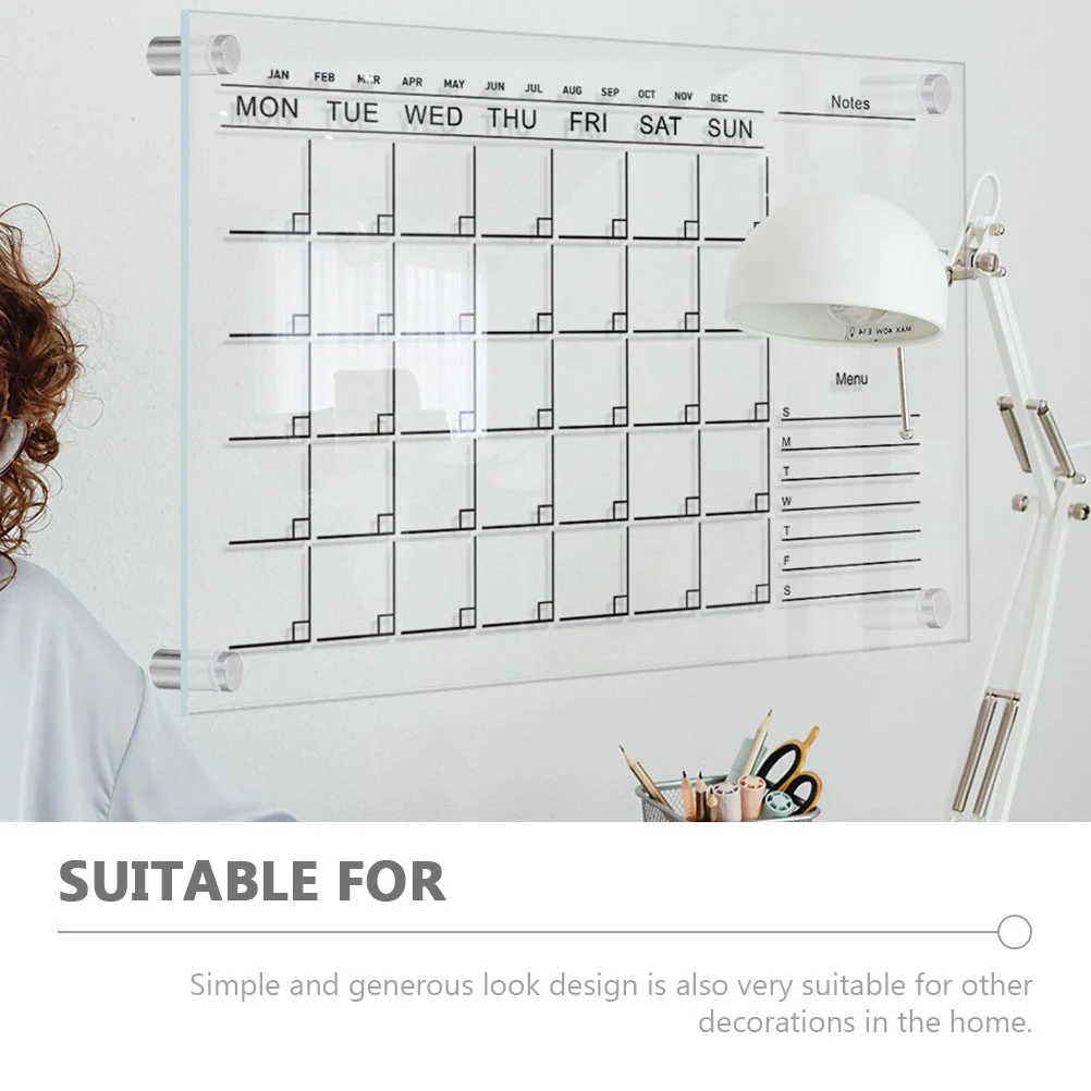 Home Sign Acrylic Wall Calendar Whiteboard Monthly Glass Chore Chart Reusable Rv Fridge Memo Boards Weekly Planner