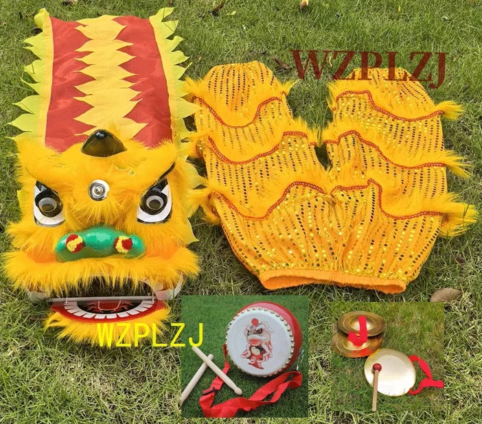 14 inch Lion Dance Costume Pants Drum Gong cymbals 5-9 age Boy Girl Child Party Performance Sport Outdoor Parade Stage Mascot