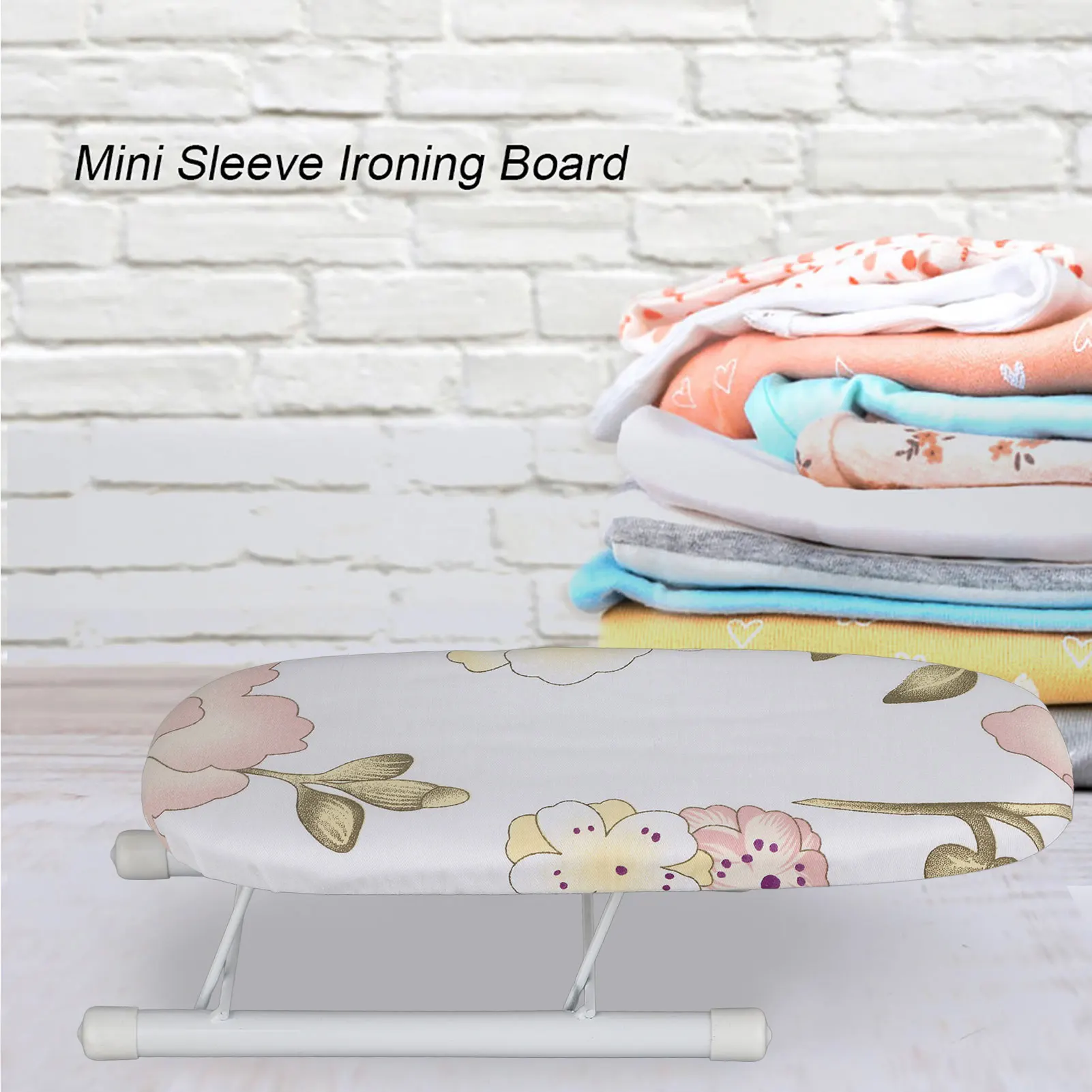 Foldable Space Saving Mini Ironing Board Home Travel Sleeve Cuffs Collars Handling Table(Peony)