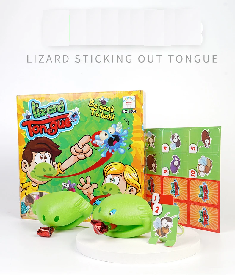 1Set Grenouille Bouche Lézard Collant Sortent Langue Masque Parent-Enfant Bataille Jouets Fêtard Desktop Board Jeux Décompression Tour