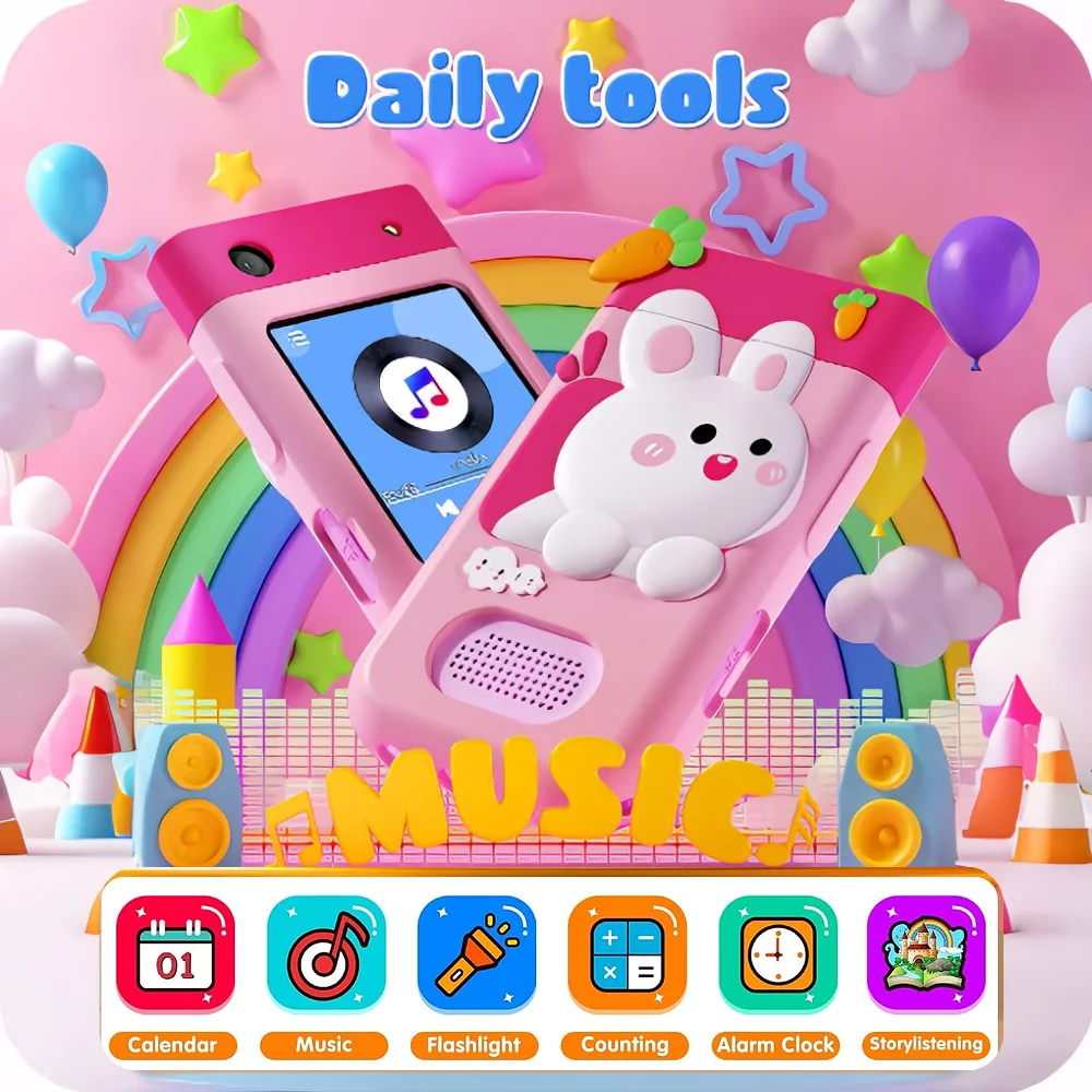 Juguete de Teléfono Inteligente para Niños, Teléfono de Juguete con Pantalla Táctil y Cámara Giratoria de 48MP, Juego Educativo y Reproductor de Música, Regalo de Navidad o Cumpleaños para Niños de 3+ Años