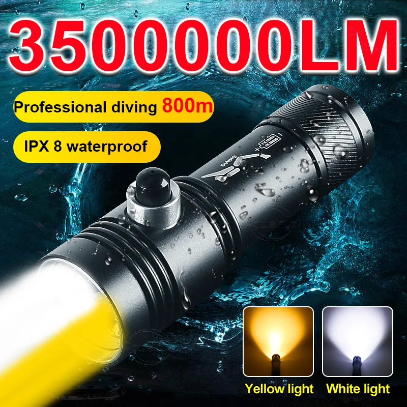 XHP 70 Professional Diving Flashlight High Power Led Flashlight IPX8 Diving Light Underwater Light Scuba Diving Waterproof Ligh