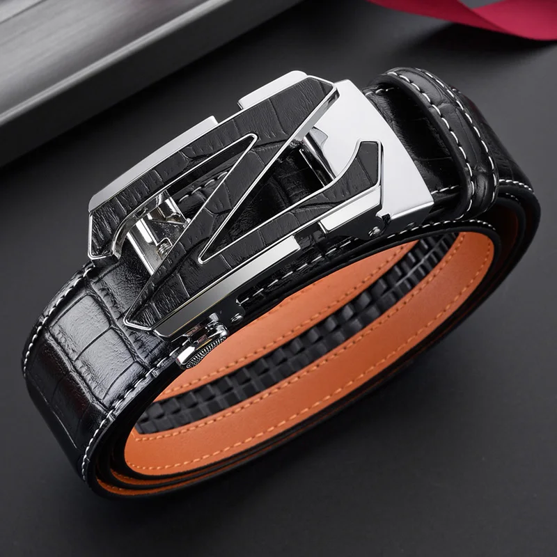 HCDW Brand belt for men's Automatic genuine leather Brown trouser belts male Work Black Fashion Luxury designer Golf belt man