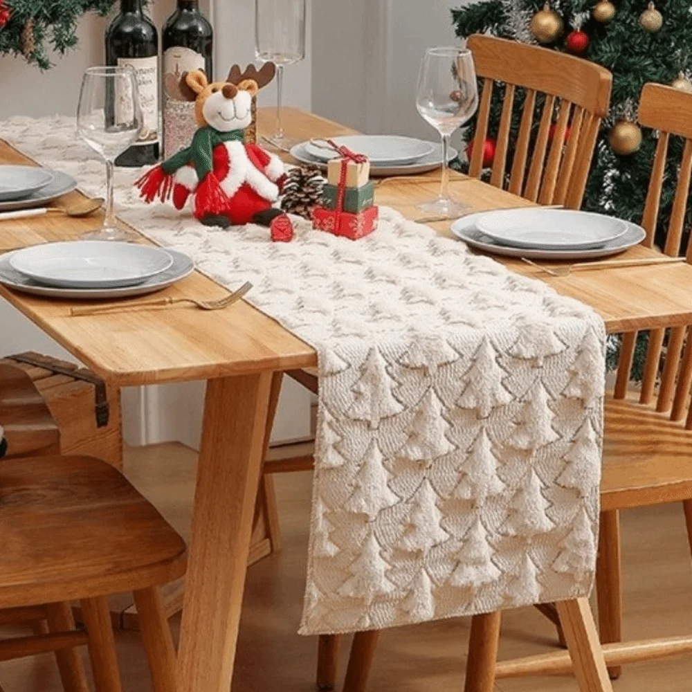 New Christmas Table Runner Polyester 33*183cm Xmas Tree Table Cover 3D Design Sequin Texture Party Table Setting Home Decor