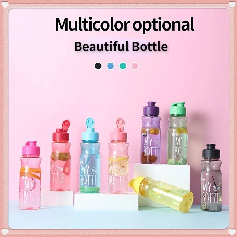 Transparent Water Bottle Portable Sport Cup for Drinking Kitchen Tools 550ML Water Bottle For School Gym Travel Girl Boy