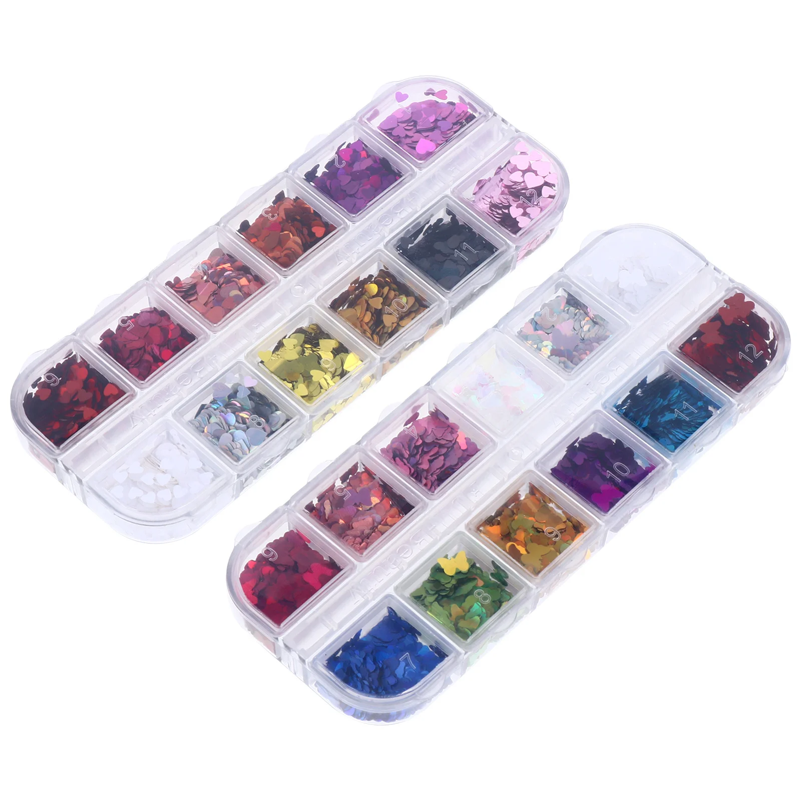 2 Boxen herzförmige Nail Art Pailletten, ultradünn, glitzernd, Maniküre-Zubehör, tragbare Nageldekoration für Frauen, Maniküre-Pailletten