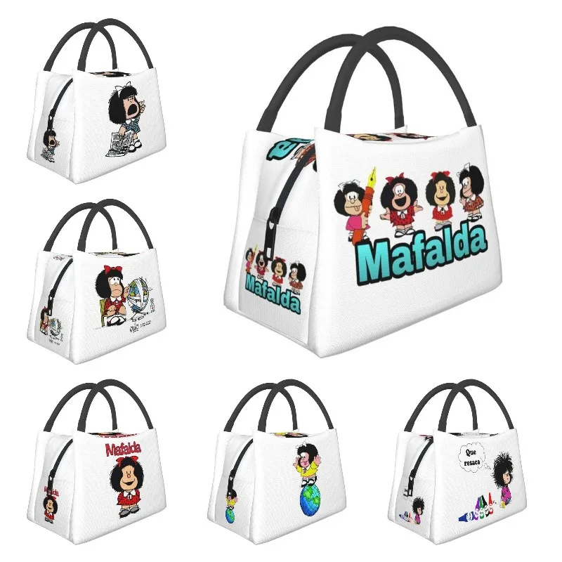 

Quino Argentina Mafalda Lunch Box for Women Cartoon Thermal Cooler Food Insulated Lunch Bag Travel Work Pinic Container