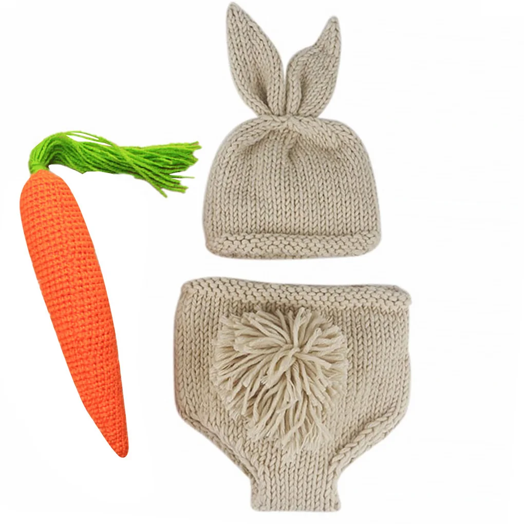 Newborn Photography Clothes Rabbit Costume Photo Prop Elk Design Baby Infant Knitted Costumes Hat Panties Baby Photo Accessories