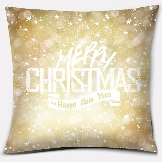 Gold Christmas Decoration Series Pillow Gift Home Office   Bedroom Sofa Car Cushion Cover