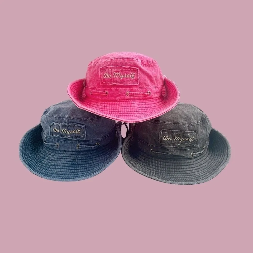 

Fashionable Vintage Wash Western Cowboy Hat Solid Color Drawstring Sunscreen Hat Sun Protection Sun Hat Mountaineering