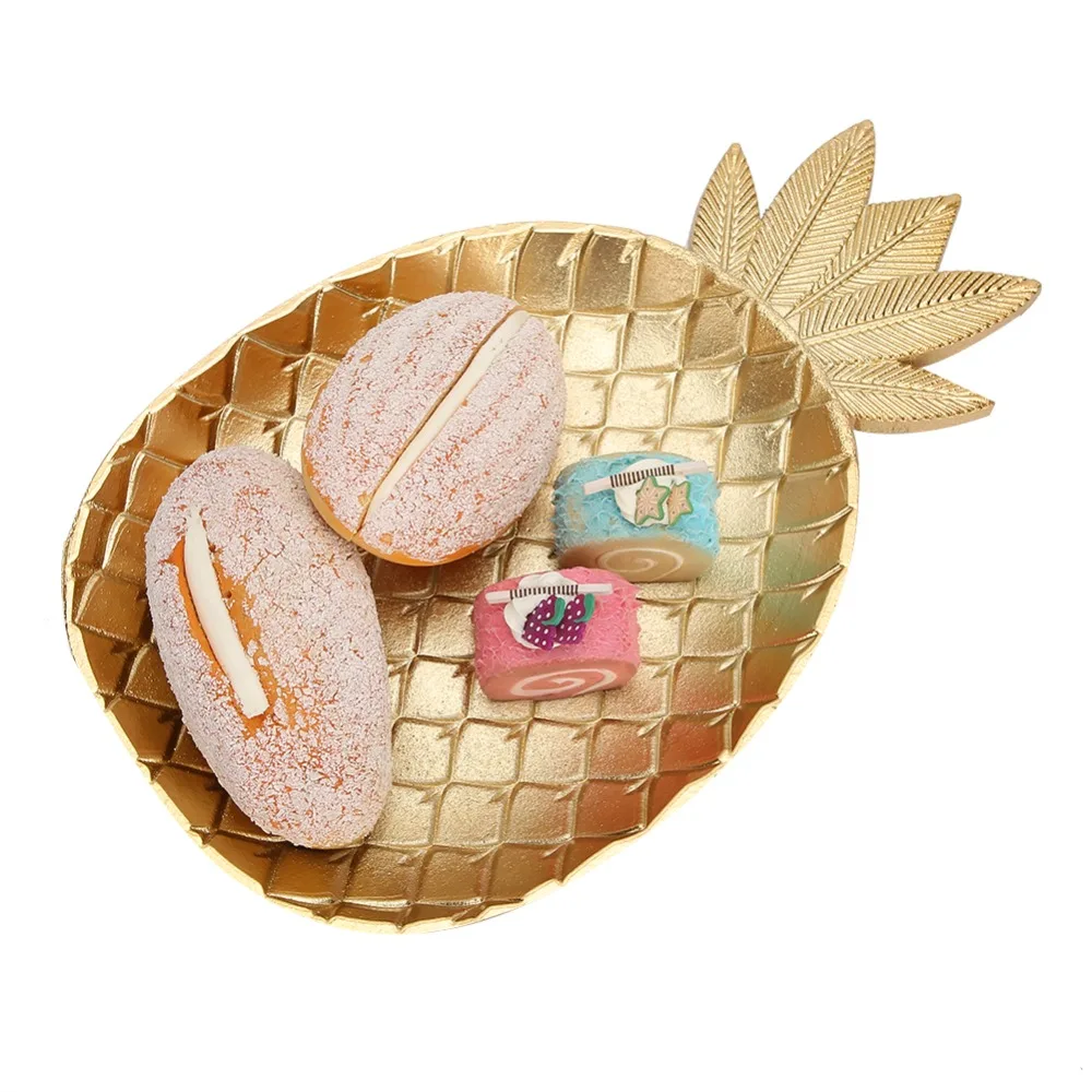 

Gold Color Pineapple Serving Tray Pineapple/leaf Shape Resin Material Dessert Serving Tray Fruit Serving Plate Home Decoration