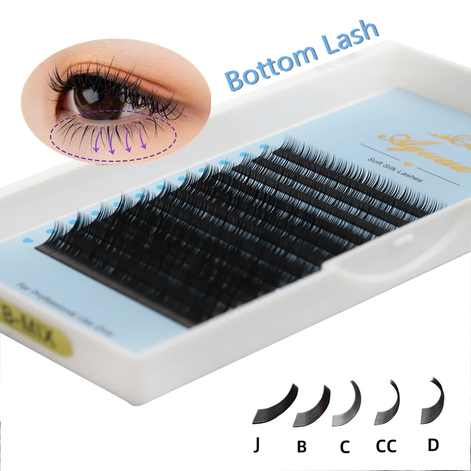 AGUUD Cashmere Lower Lashes False Eyelashes J, B Curl 0.03-0.20mm Mixed 5-7mm Natural & Soft for Pro Lash Tech Salon
