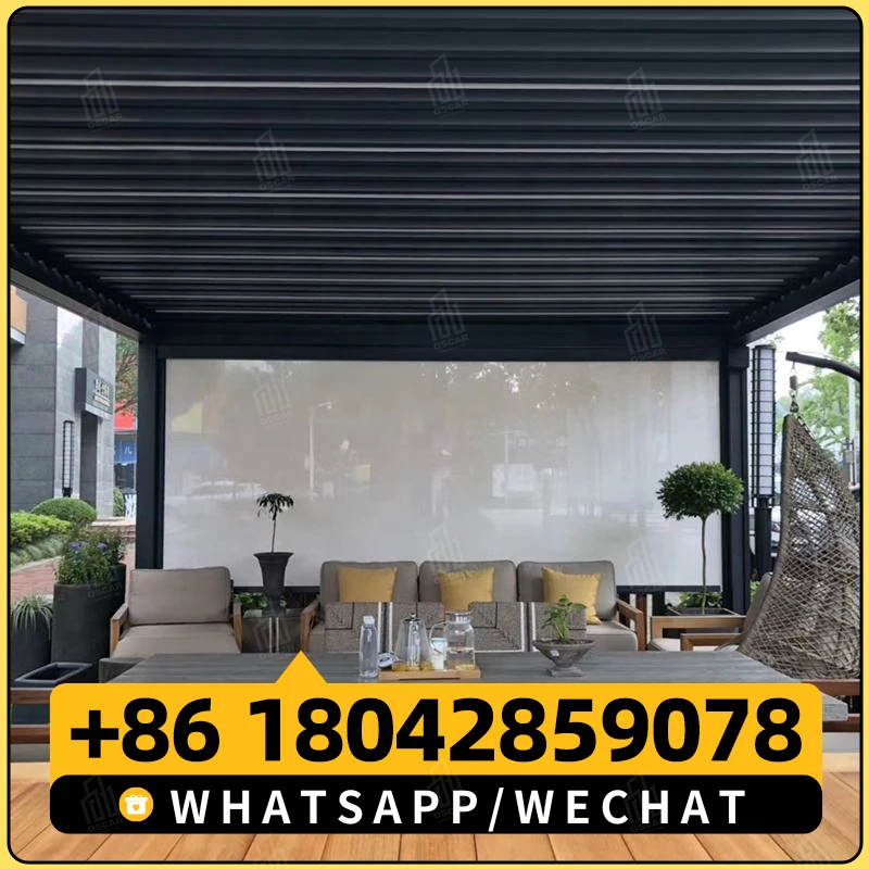 Customized Size Aluminum Profile Pavilion Waterproof Patio Pergola With PVC Roof