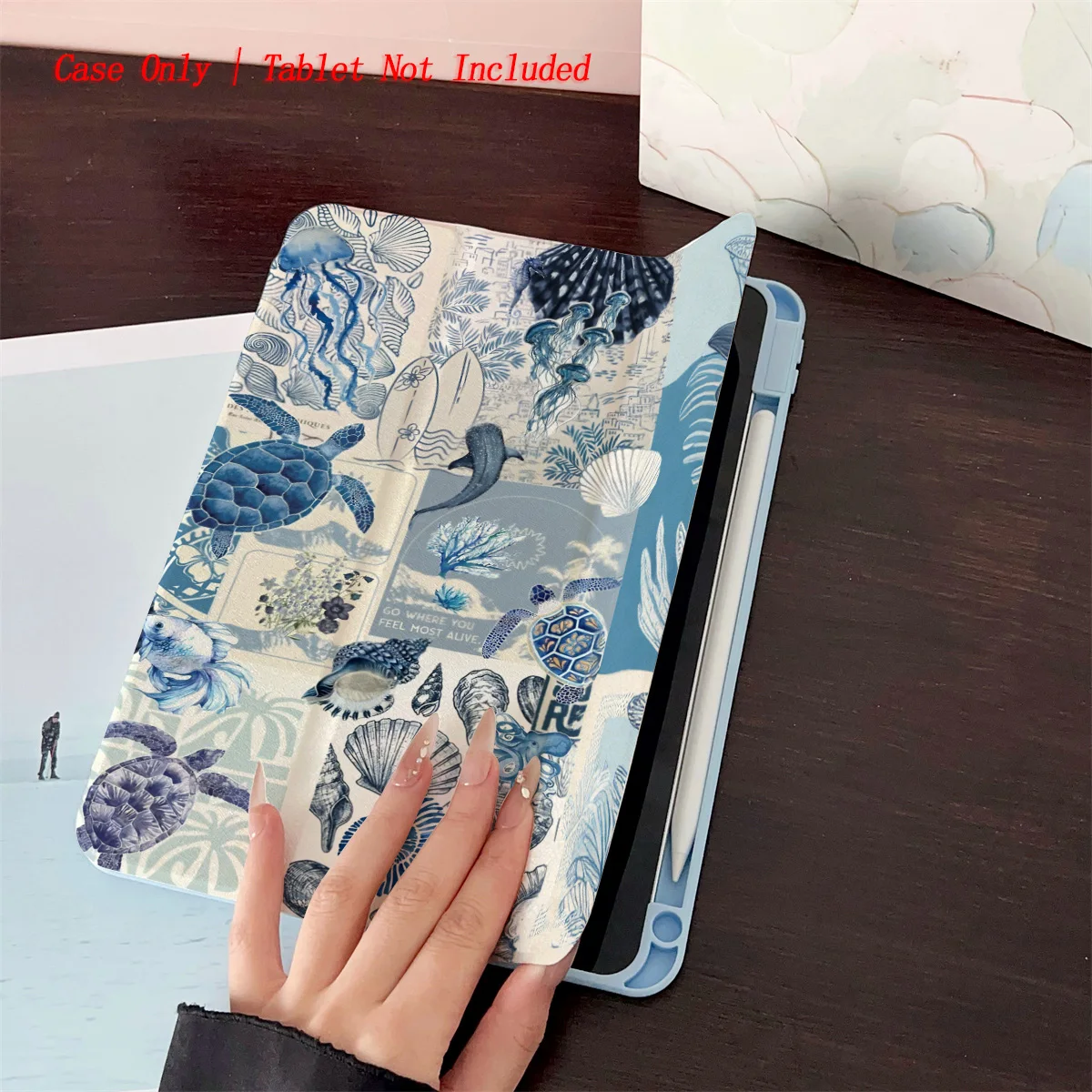 Vibrant Blue Seabed Design Tablet Case - Slim Fit Protector for Apple iPad 10.9/11/12.9 Inch