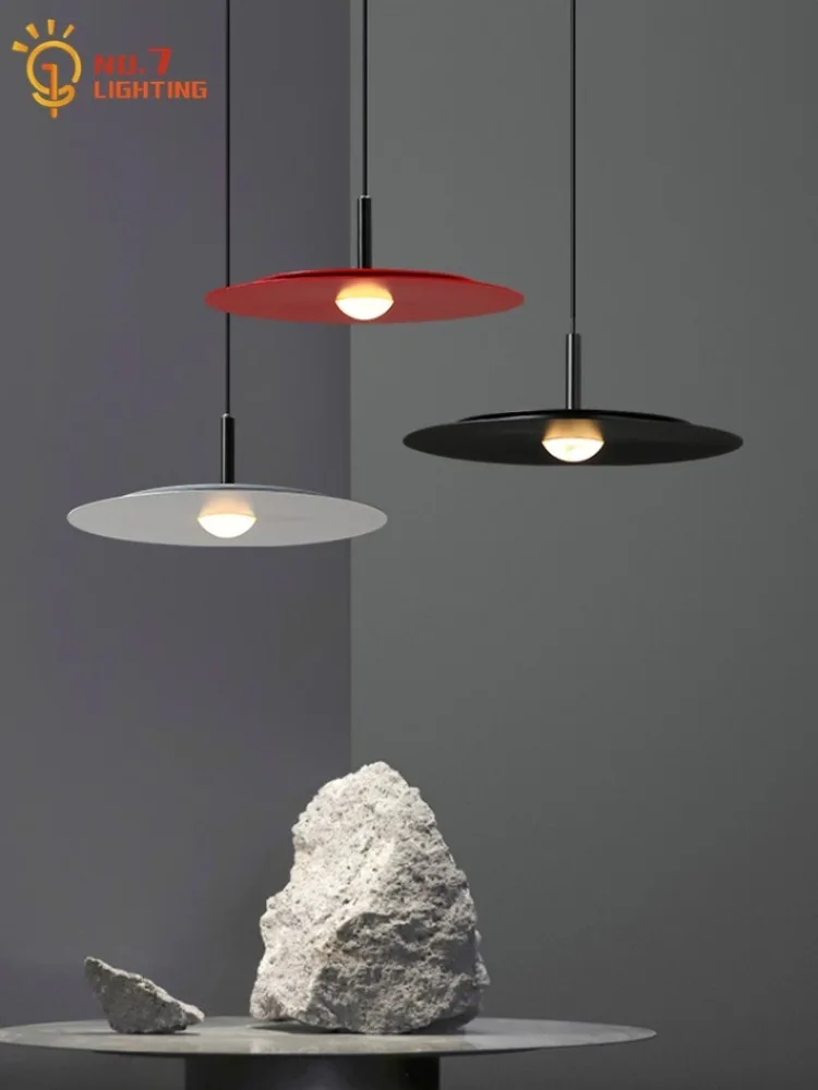 

Danish Designer Flying Saucer Pendant Lights LED Minimalist Black/White/Red Hanging Lamp Bedroom Bedside Restaurant Living Room