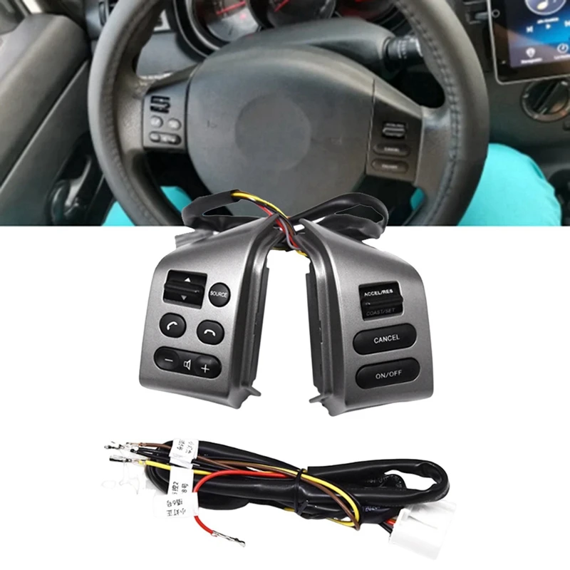 2X Car Speed Cruise Control Switch For Nissan Sylphy 2008-2019 Steering Wheel Button With Wiring Harness Silver