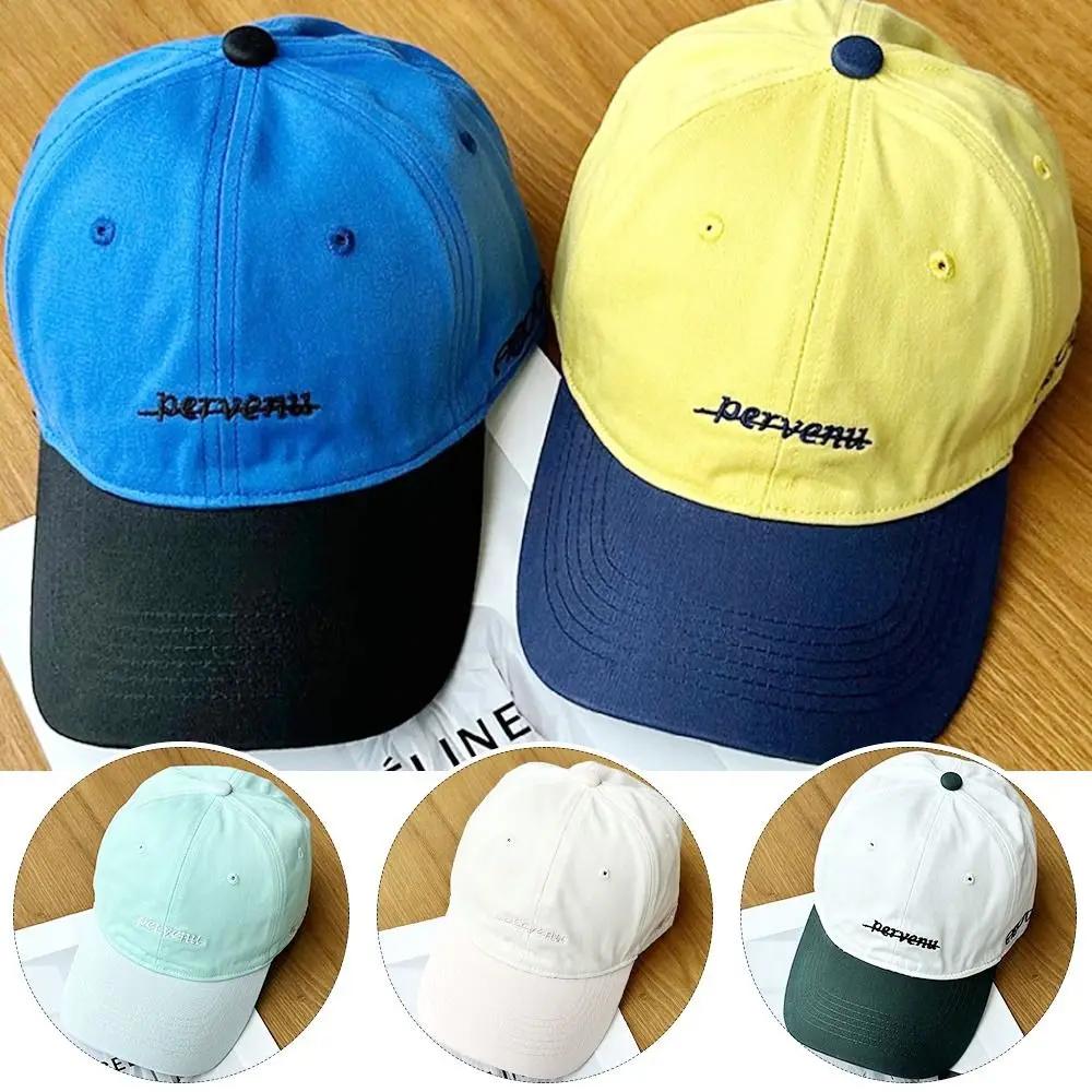 Leisure Splicing Color Baseball Cap Letter Embroidery Soft Top Sun Shading Hat UV Protection Leisure Duck Tongue Hat Travel