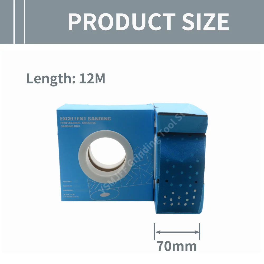  1PC 70mm x 12m Zirconia Alumina Multi-Hole Sandpaper Roll, Hand-Tear Hook & Loop Dry Sanding Roll P80-600 for Auto Paint Remova