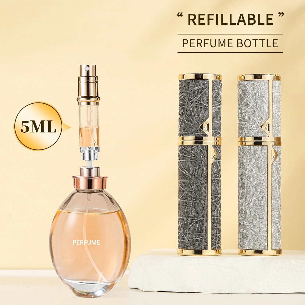 5ml Leather Perfume Atomizer Portable Liquid Cosmetics Containers Traveling Mini Perfume Refillable Bottles Empty Spray