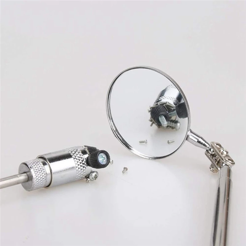 360° Inspection Mirror LED Light Telescoping Mirrors Extend Mechanic Tools Telescopic Handle Repairing