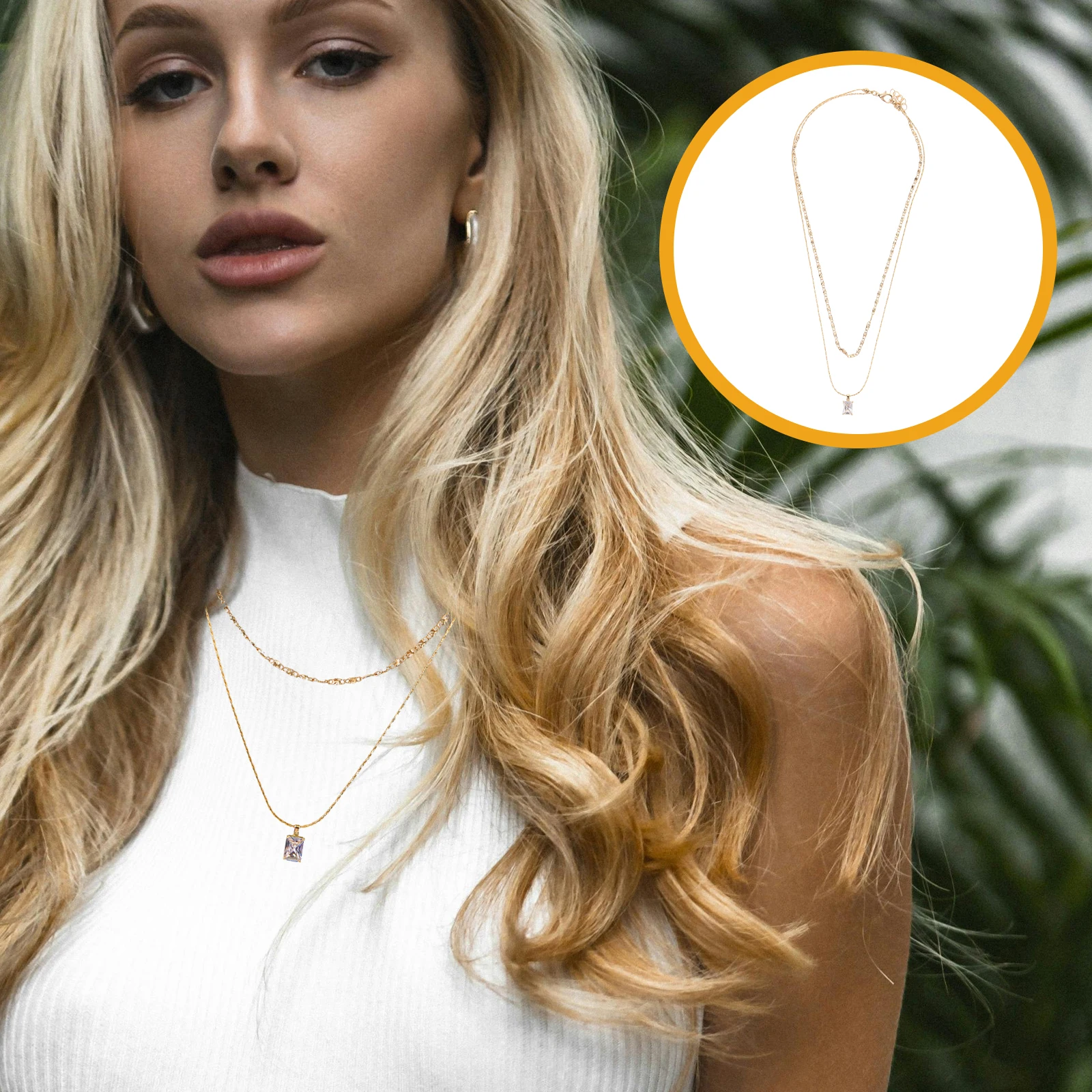 

Women Zircon Pendant Vintage Decorative Layered Necklace For Women Lightweight Trendy Fashion Jewelry Dainty Chain Aesthetic