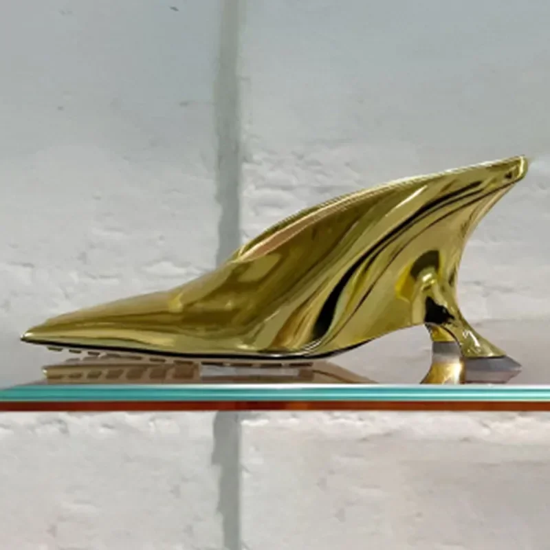 2024European and American Summer New Fashion Pointed Women's High Heel Muller Shoes Baotou Comfortable 43 Large Women's Sandals