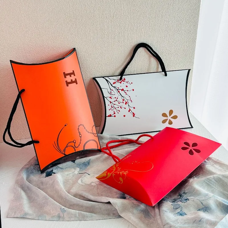 silk scarf tote bag, simple and fashionable gift packaging, home gift storage belt