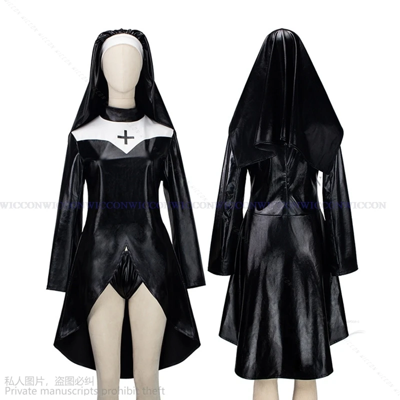 

Angel Sisters Cosplay Sexy Dress Devil Black Leather Dress Role Play Uniform Halloween Carnival Pajama Party Anime Christmas