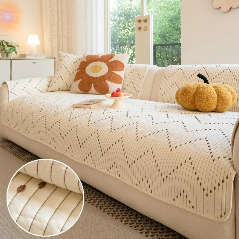 

1PC Cotton Embroidered Sofa Cushion All Season Universal Couch Towel Anti-Slip Pastoral Soft Breathable Sofa Seat Cover 쇼파 패드