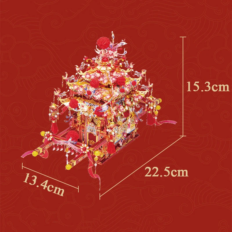 NEW DIY 3D Metal Chinese Ancient Wedding Sedan Chair Model Building Kits Assembled Jigsaw Puzzles for Girls Wedding Gifts