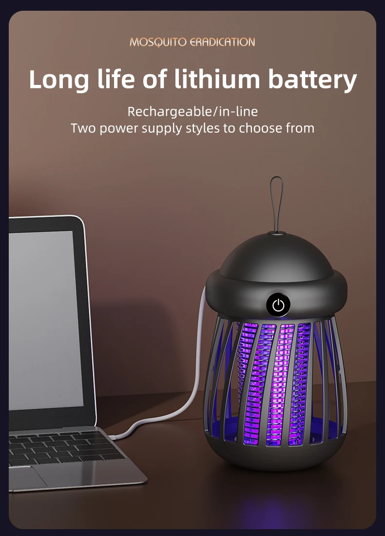 Mückenkiller 2-in-1 UV-Lampe Mückenfänger Nachtlicht USB Wiederaufladbarer Elektrischer Insektenfänger Outdoor-Mückenkiller – Detail 21